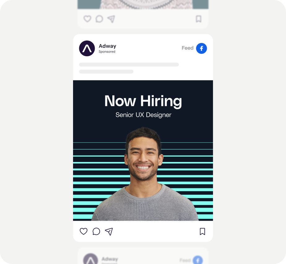 Candidate sees ad in feed while scrolling through Instagram/Facebook