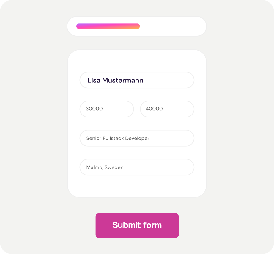 Candidate fills instant form with zero page load