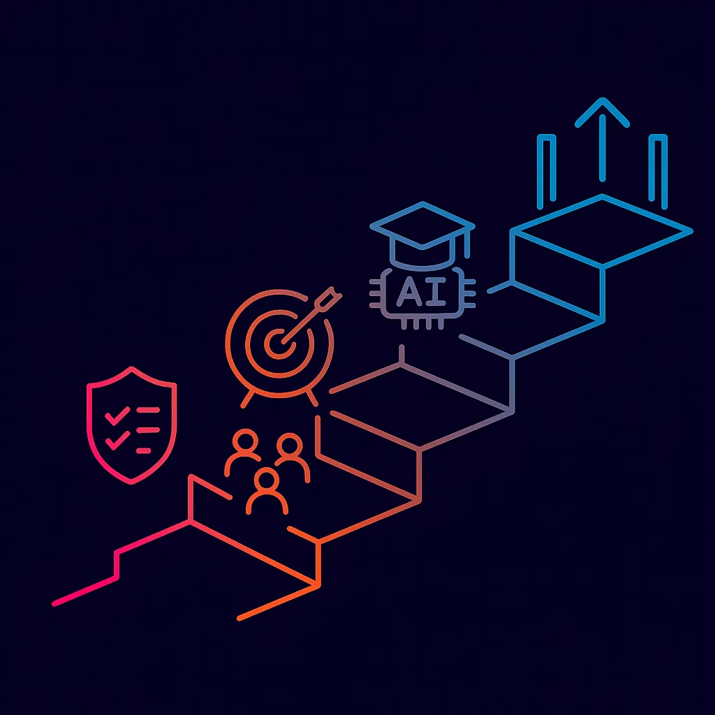 Five-step staircase diagram of responsible AI sourcing rollout process